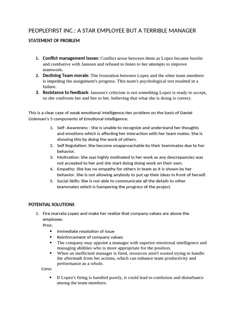 D - P43125 - Peoplefirst Inc A Star Employee But A Terrible Manager | PDF