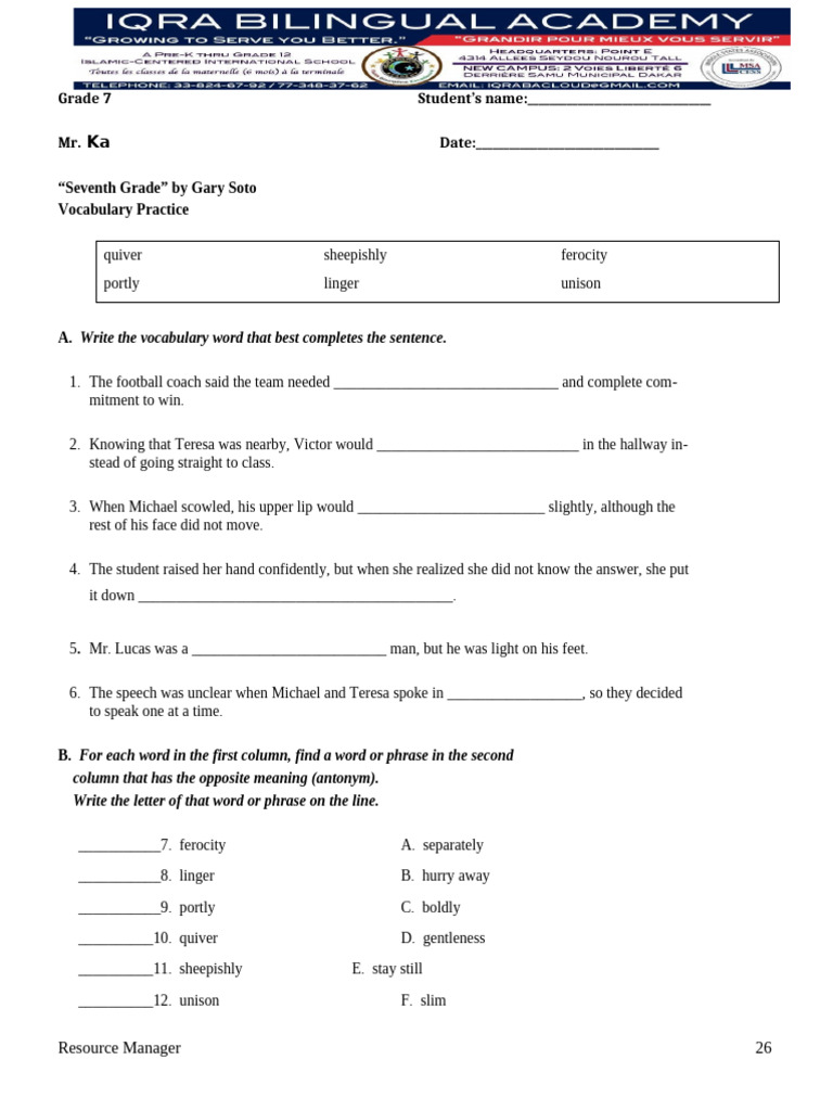 7C 1ST Test | PDF