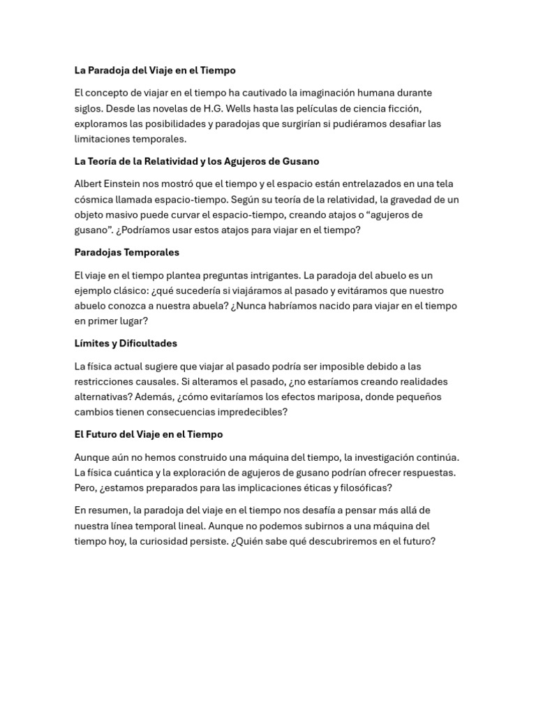 La Paradoja Del Viaje en El Tiempo | PDF