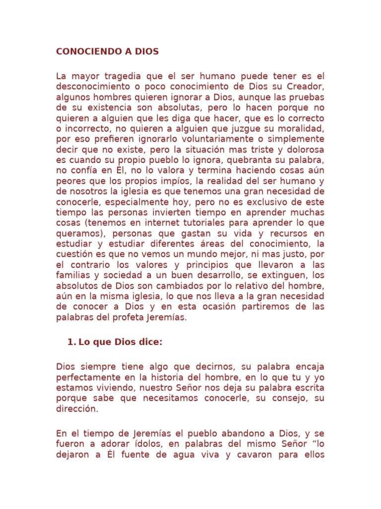 Conociendo A Dios | PDF