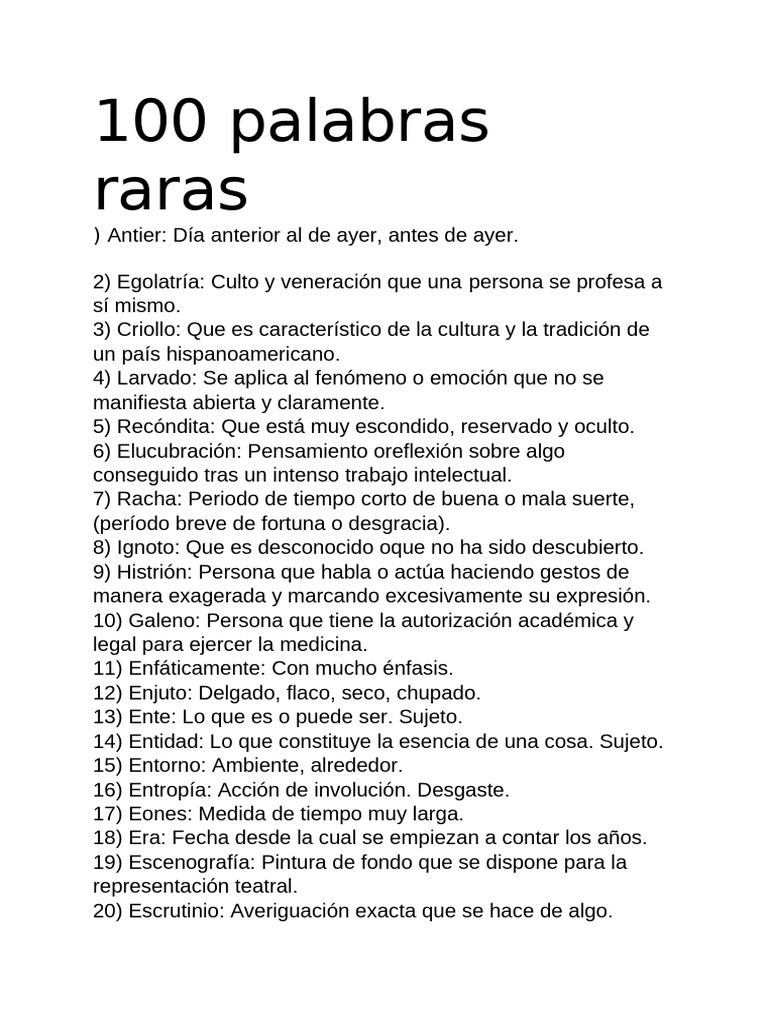 100 Palabras Raras | PDF