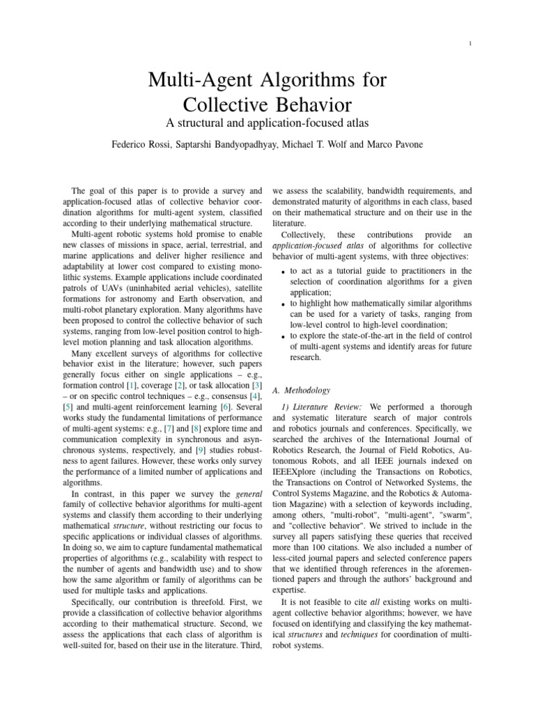 Multi-Agent Algorithms For Collective Behavior A Structural and ...