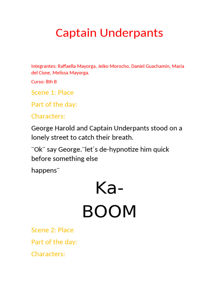 Captain Underpants Adventure Script | PDF | Young Adult