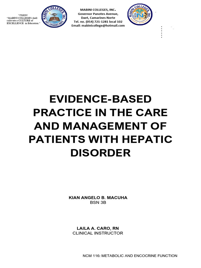 Evp in Care and Management of Patients With Hepatic Disorder | PDF ...