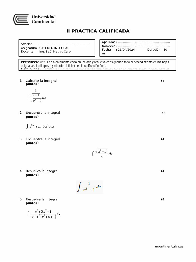 2 PRACTICA CALIFICADA - 2024 10 - Propuesto | PDF