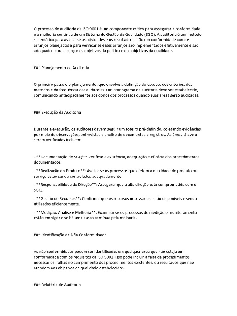 O Processo de Auditoria Da ISO 9001 Pontuado | PDF