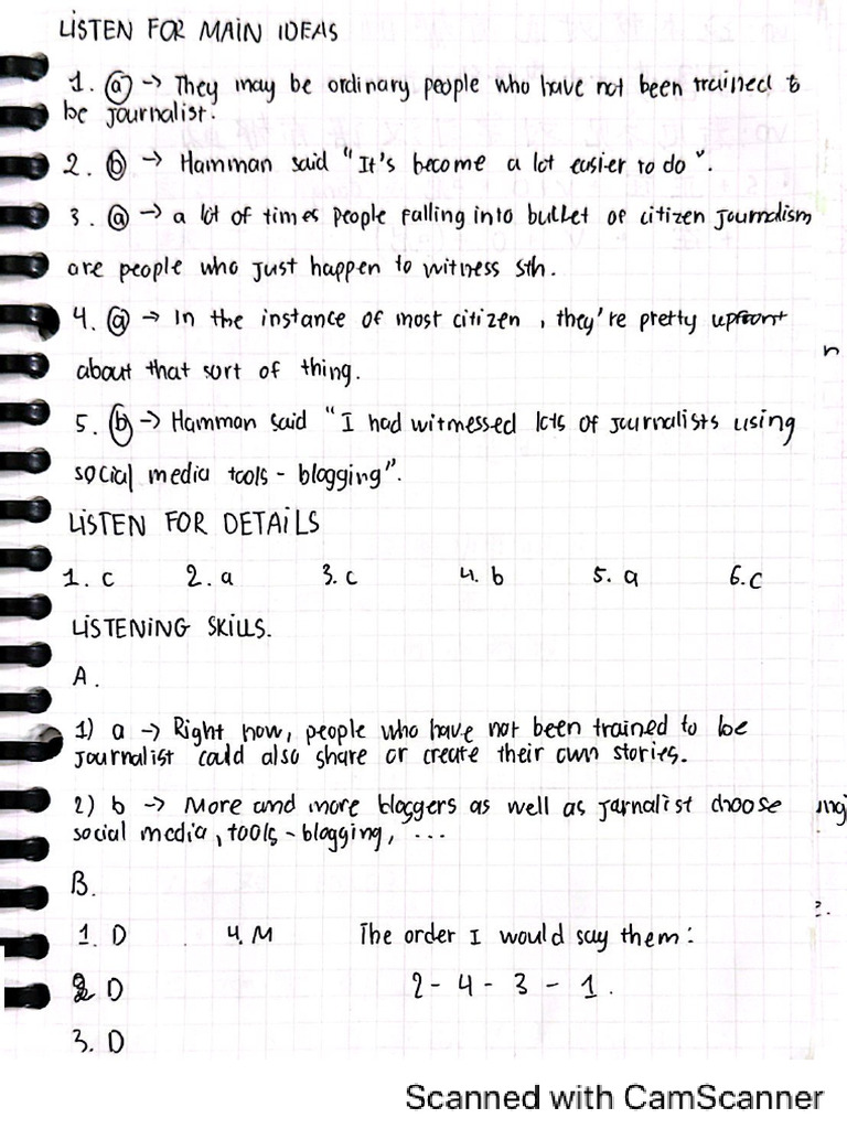 Answer Key Listening Note | PDF