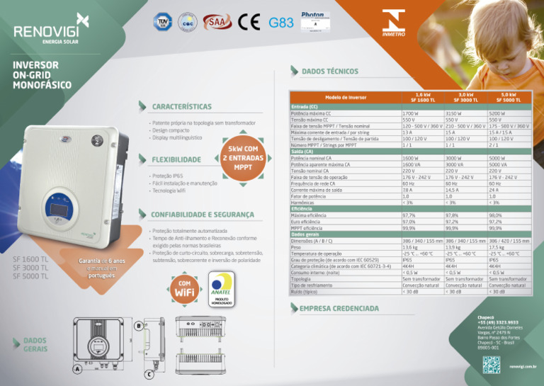 Datasheet Inversor B - B Power 1,6kW 3kW e 5kW | PDF