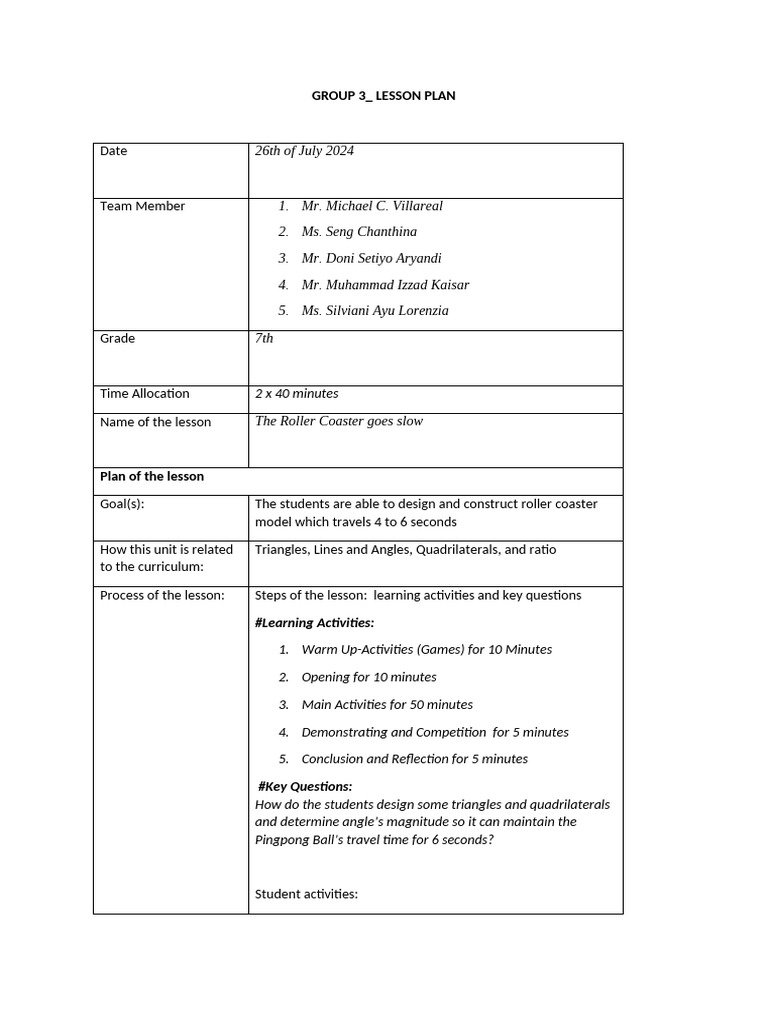 Group 3 - Lesson Plan | PDF