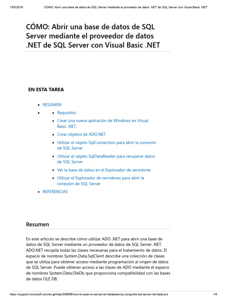 C mo abrir una base de datos de sql server mediante el proveedor de