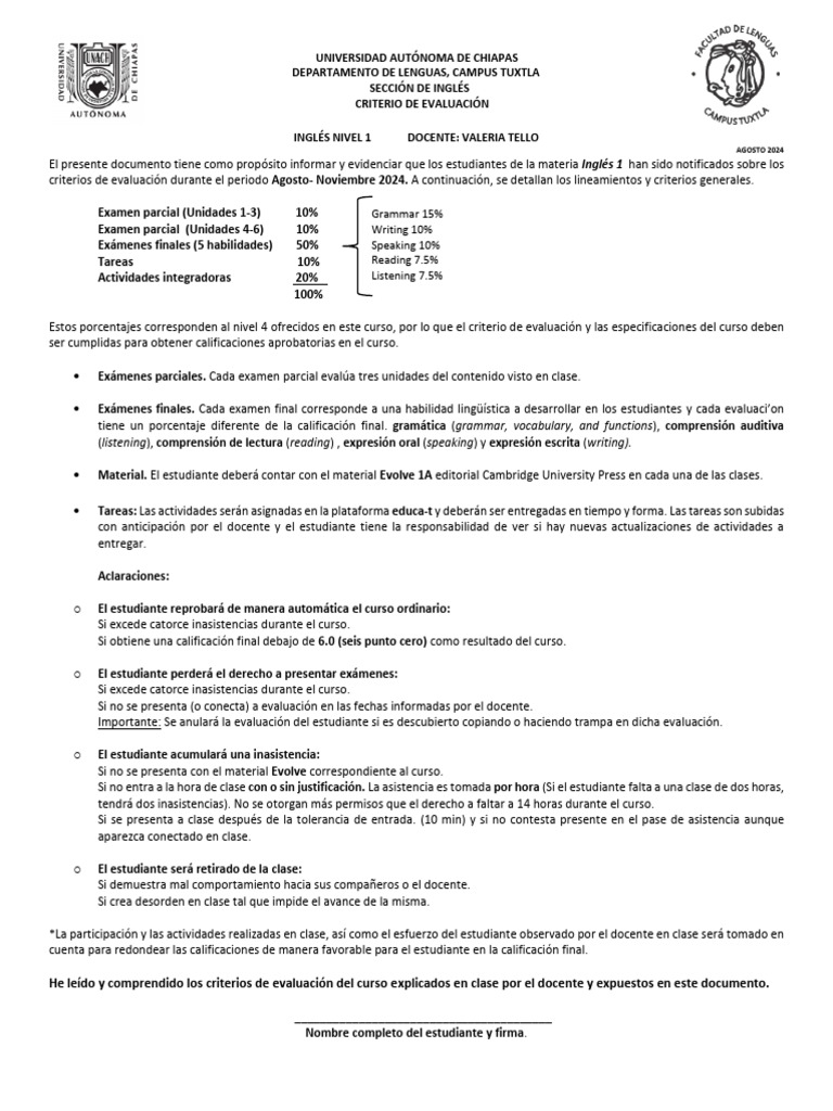 Grading Criteria Level 1 | PDF