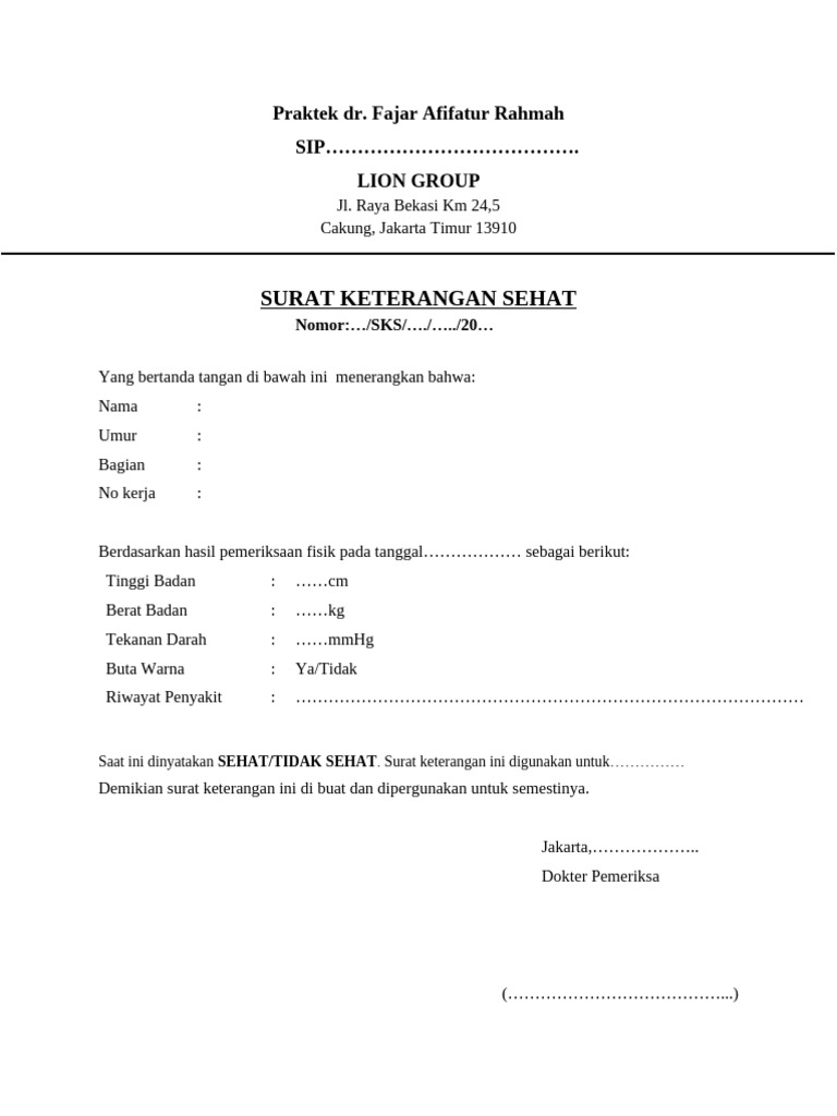 Surat Sehat | PDF