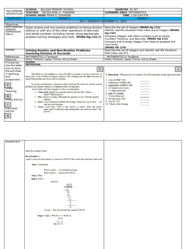 Lesson Plan Mathematics | PDF