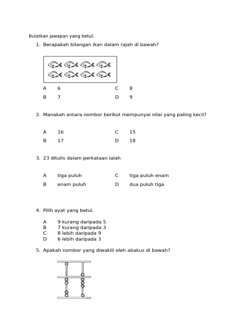 Soalan Kuiz Matematik Pdf