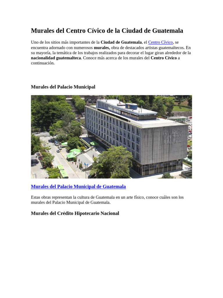 Murales Del Centro Cívico de La Ciudad de Guatemala | PDF