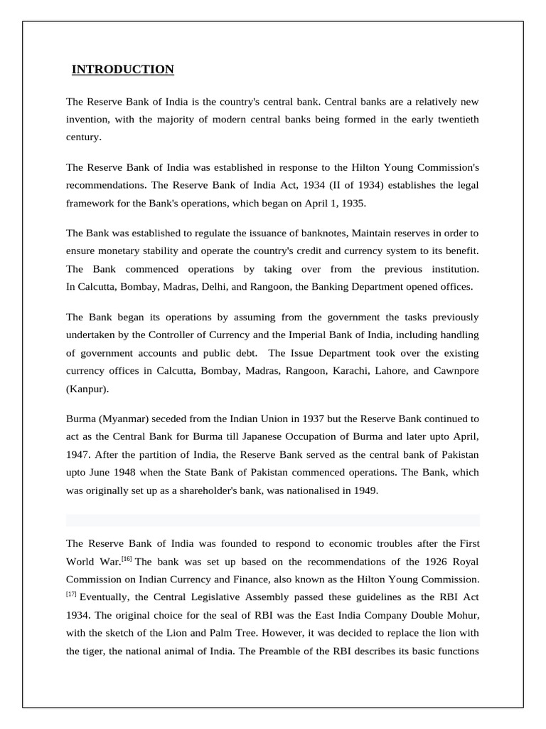 Evolution of rbi and its functions pdf