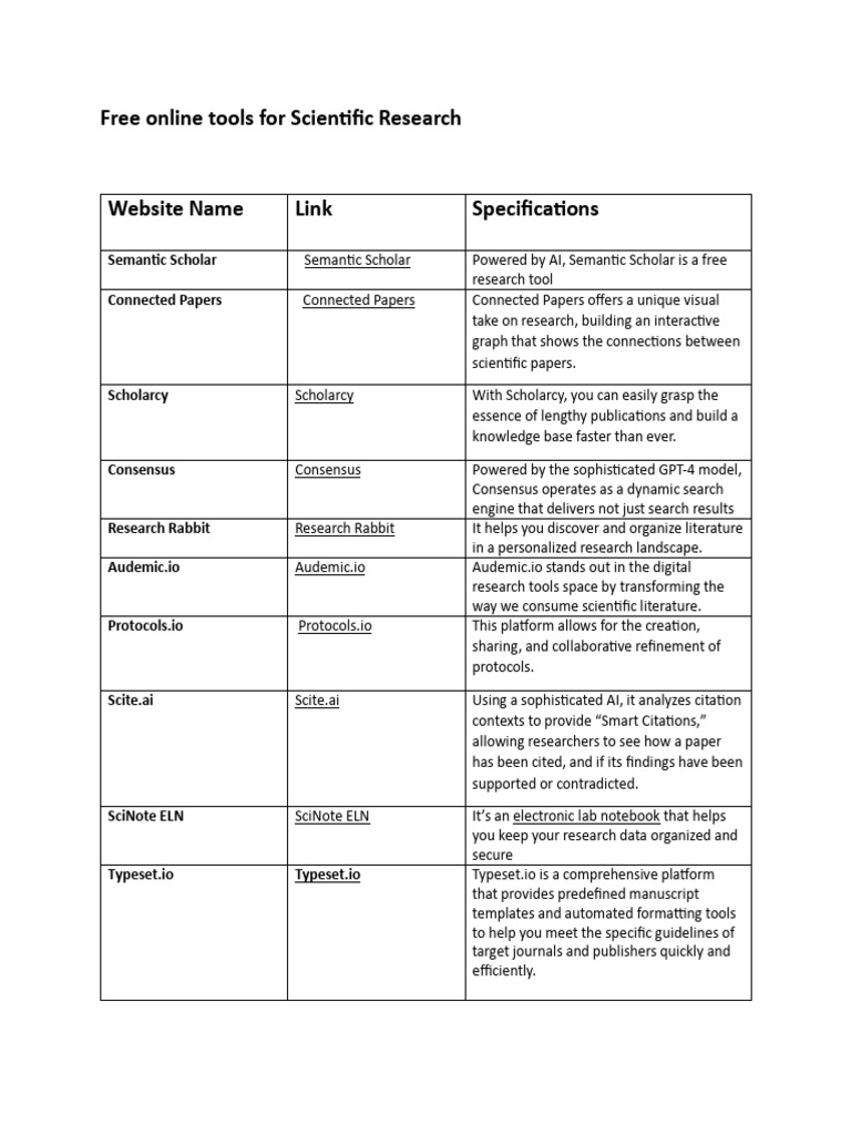 Ai Online Tools For Scientific Research Pdf
