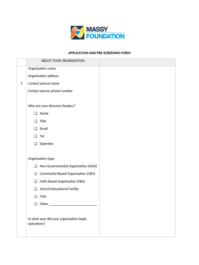 Austin Community Foundation Application