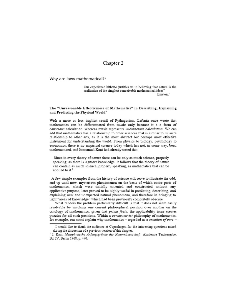 Chapter 2 Why Are Laws Mathematical The | PDF