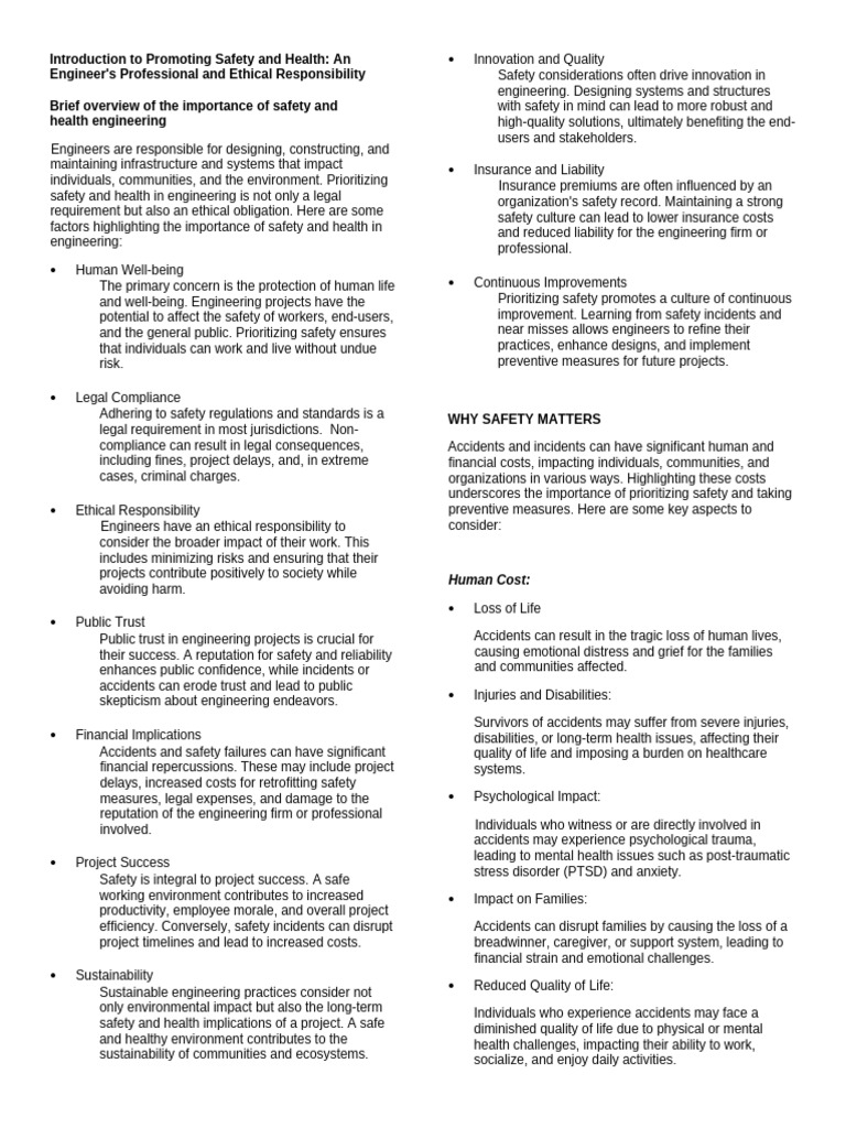 Introduction To Promoting Safety and Health | PDF