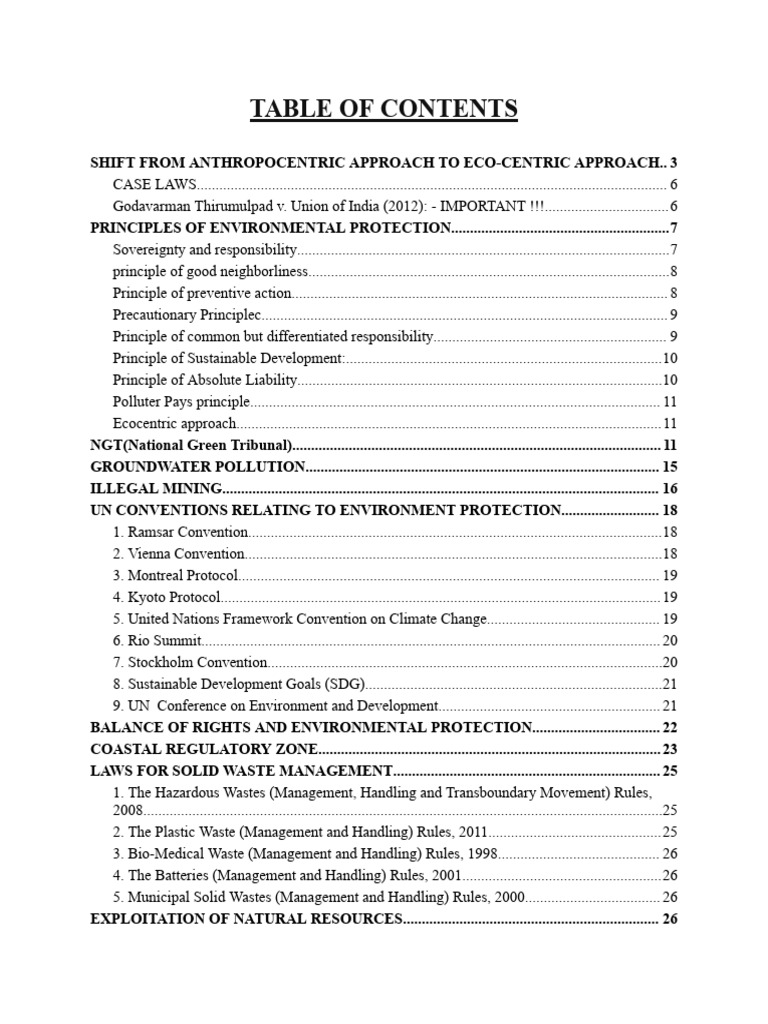 Environment Law Topper Notes | PDF