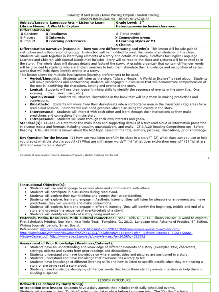 1 - Library Lesson Plan | PDF