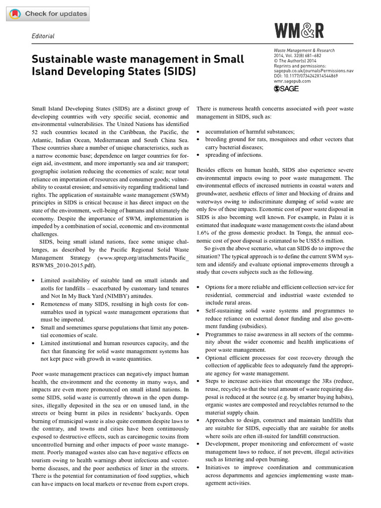 (2014) Sustainable Waste Management in Small Island Developing States ...