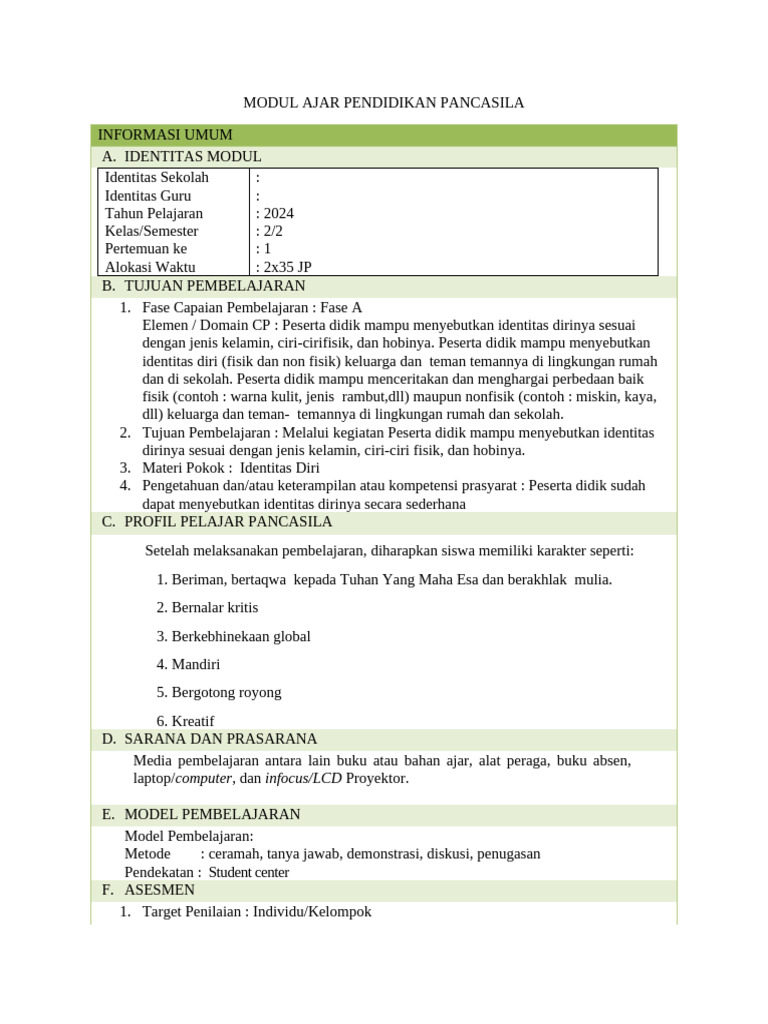 Modul Ajar Pendidikan Pancasila 2.1 | PDF