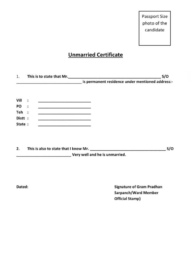 Unmarried Certificate | PDF