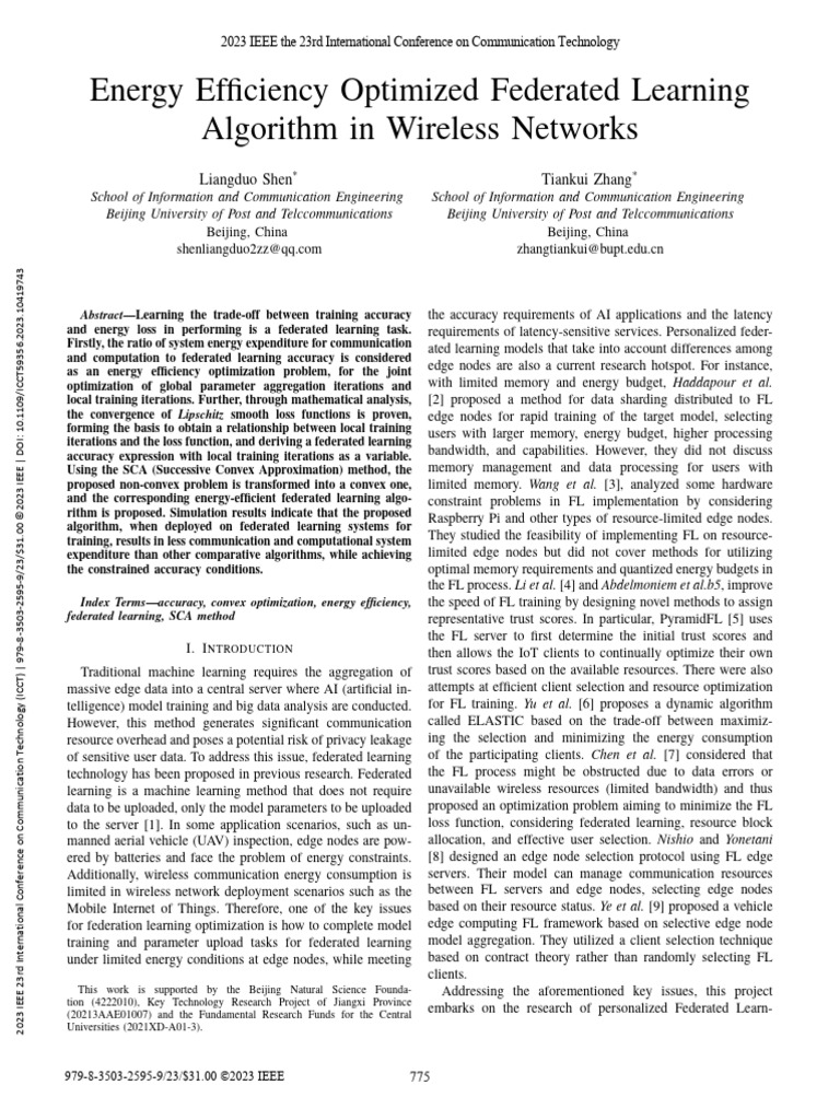 Shen 和 Zhang - 2023 - Energy Efficiency Optimized Federated Learning ...
