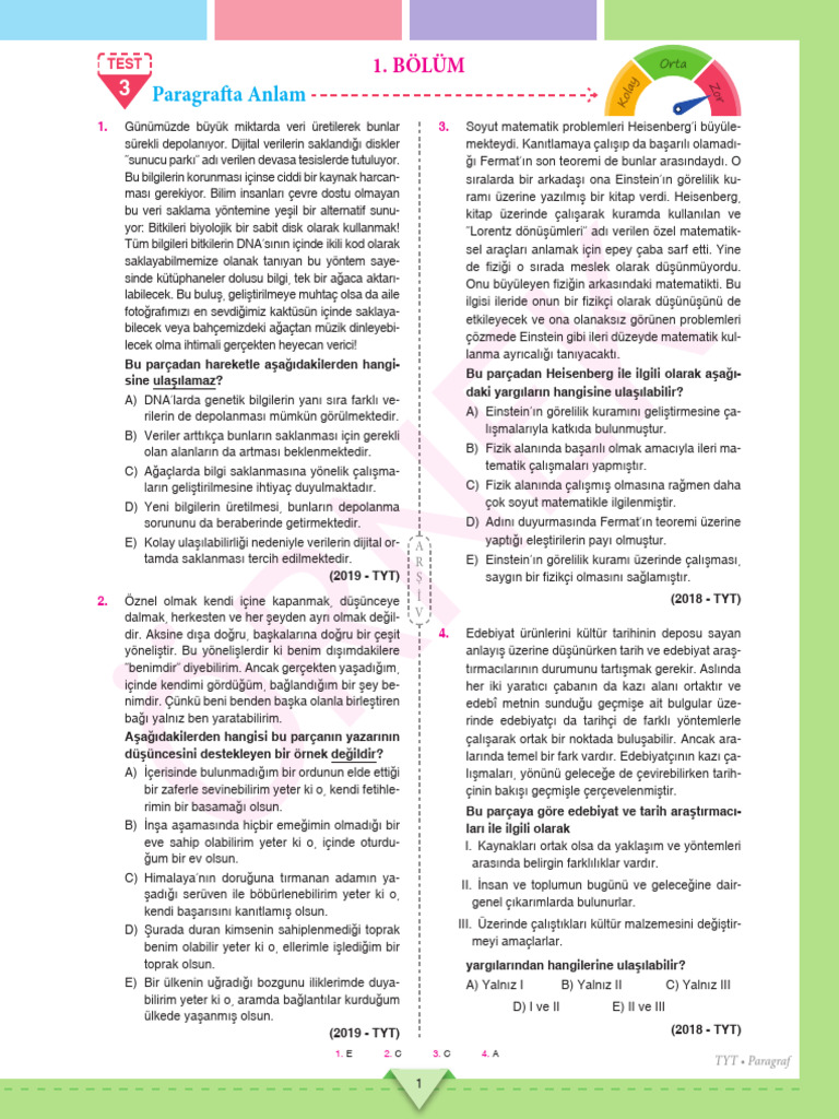 Örnek: Paragrafta Anlam | PDF