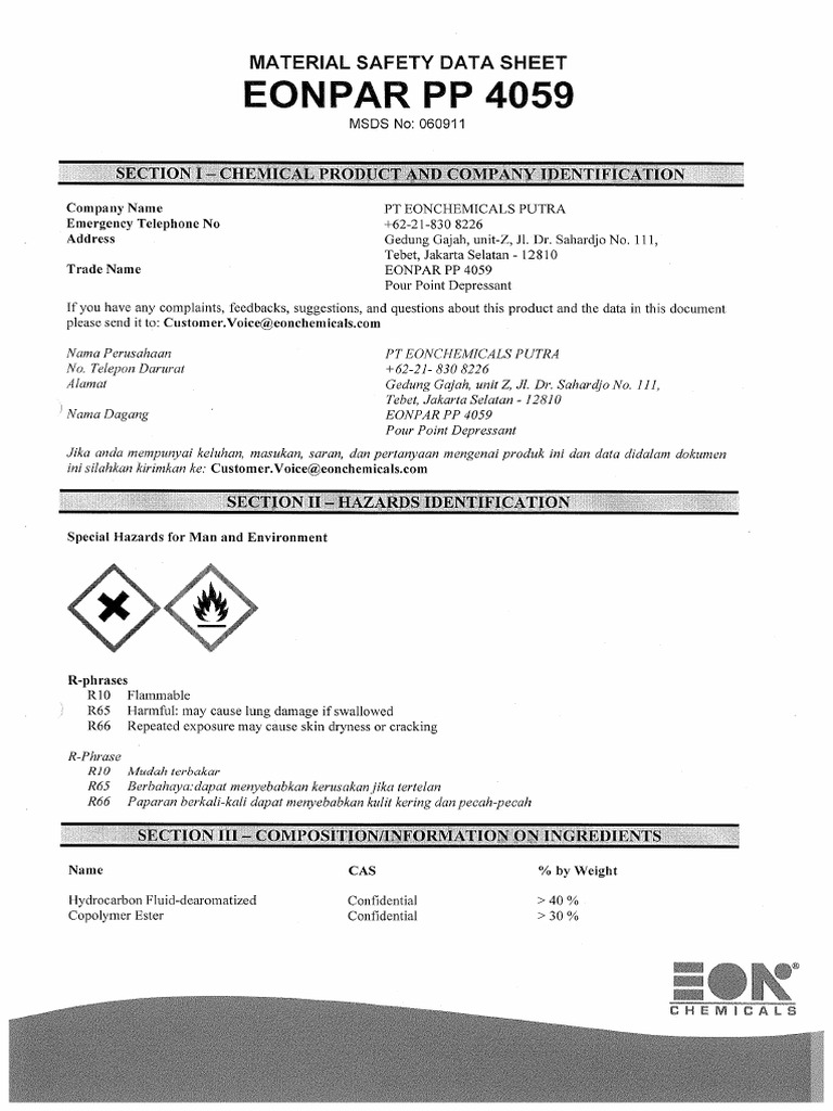 MSDS Eonpar PP 4059 | PDF