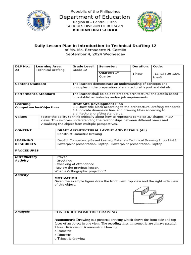 Department of Education: Daily Lesson Plan in Introduction To Technical ...