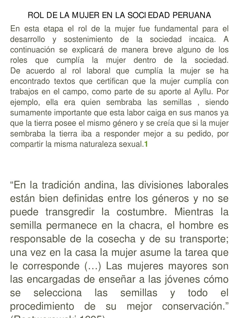 Rol de la Mujer en el Imperio Incaico | PDF | Imperio Inca | Mujer