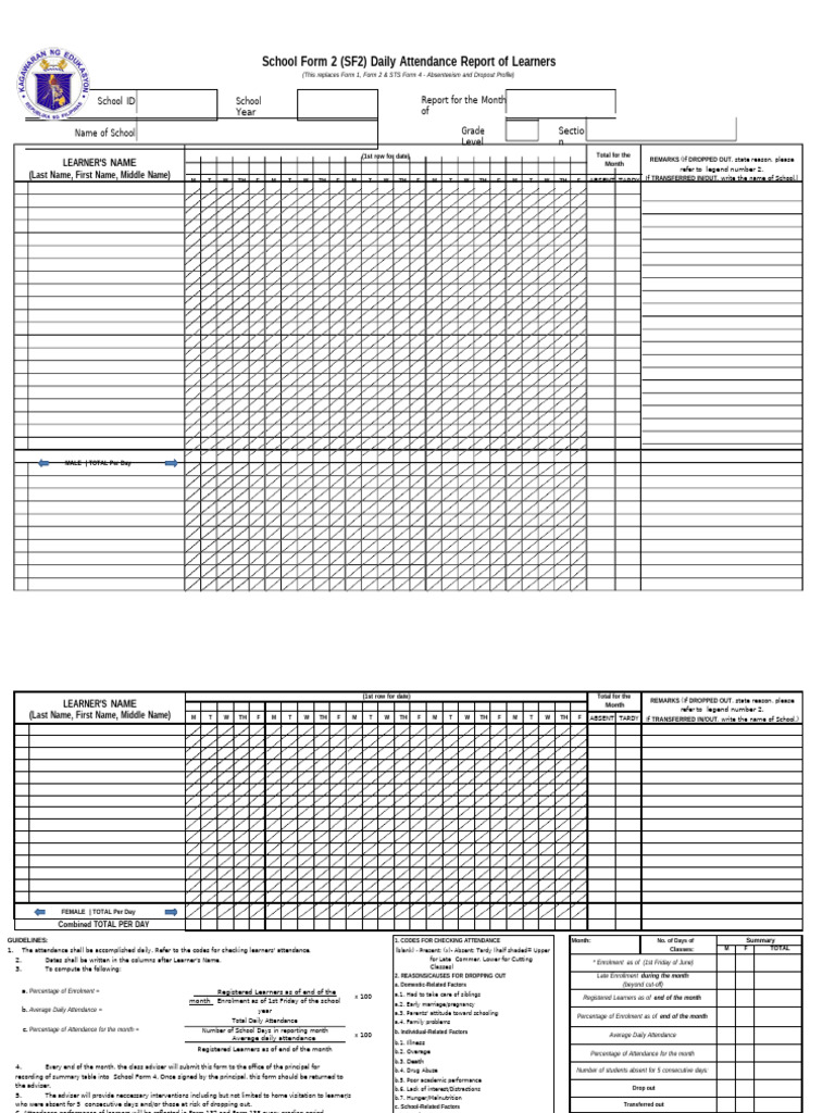 Sf 2 daily attendance pdf