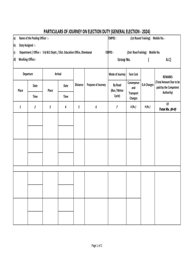 Election Duty Claim Form 2024 | PDF | Transport | Public Transport