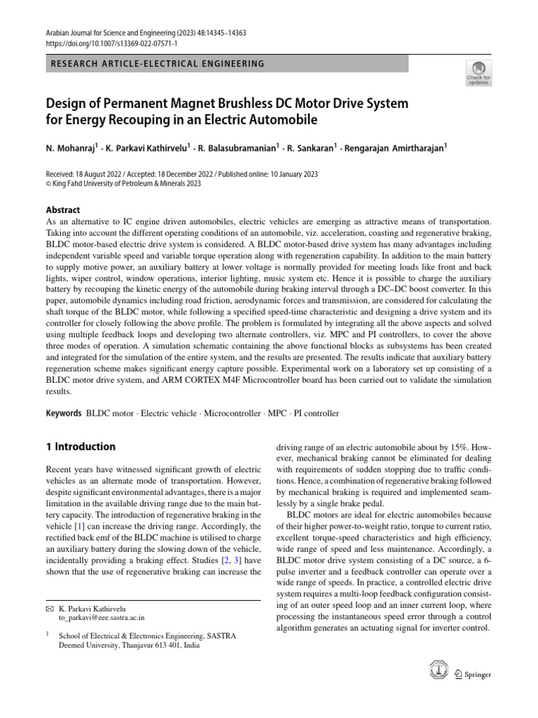 Design of Permanent Magnet Brushless DC Motor Drive System For Energy ...