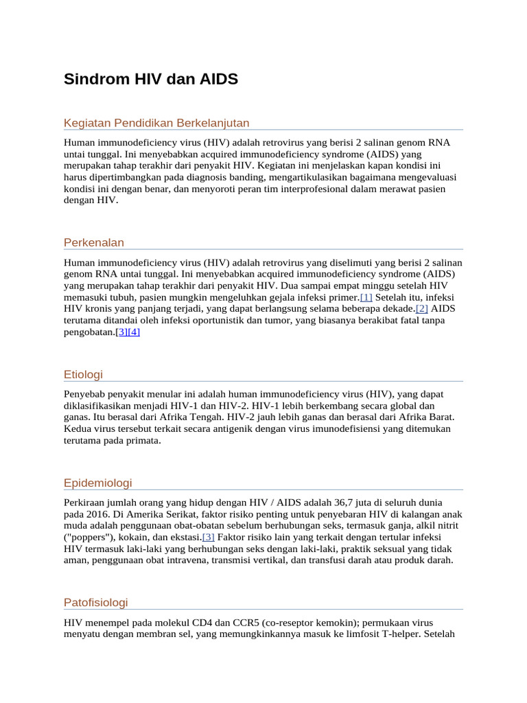 Sindrom HIV dan AIDS - NCBI | PDF