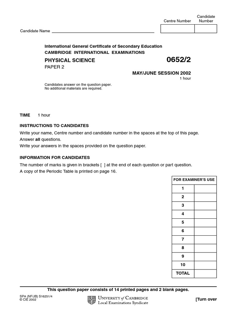 Physical Science: Paper 2 | PDF
