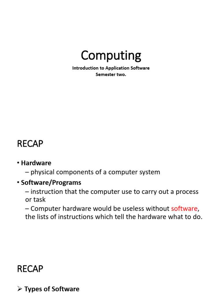 Lecture 1-2 - Introduction To Application Software | PDF | Microsoft ...