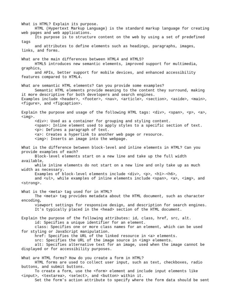 Html questions pdf
