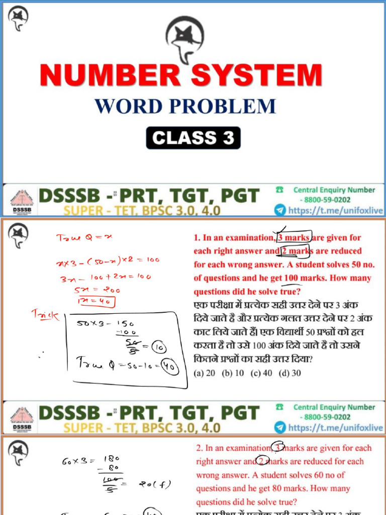 NUMBER SYSTEM CLASS 3rd | PDF