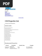 CSS Properties List: Quick Links