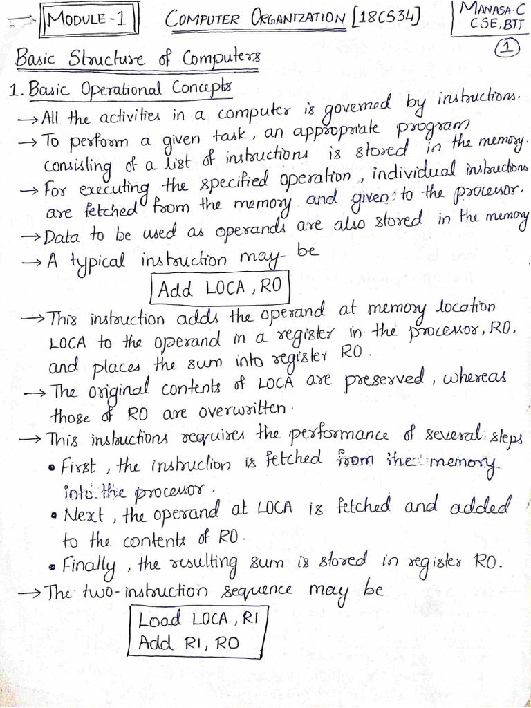 CO Notes Module-1 Part-1 | PDF