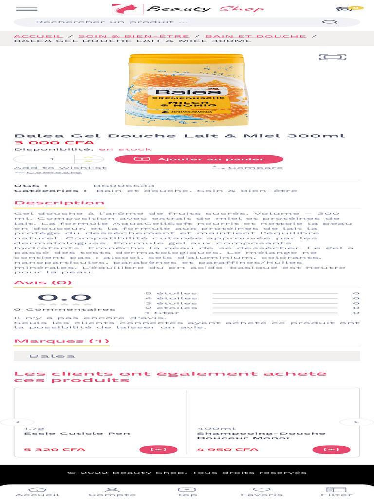 Douche Crème Lait Et Miel - Balea