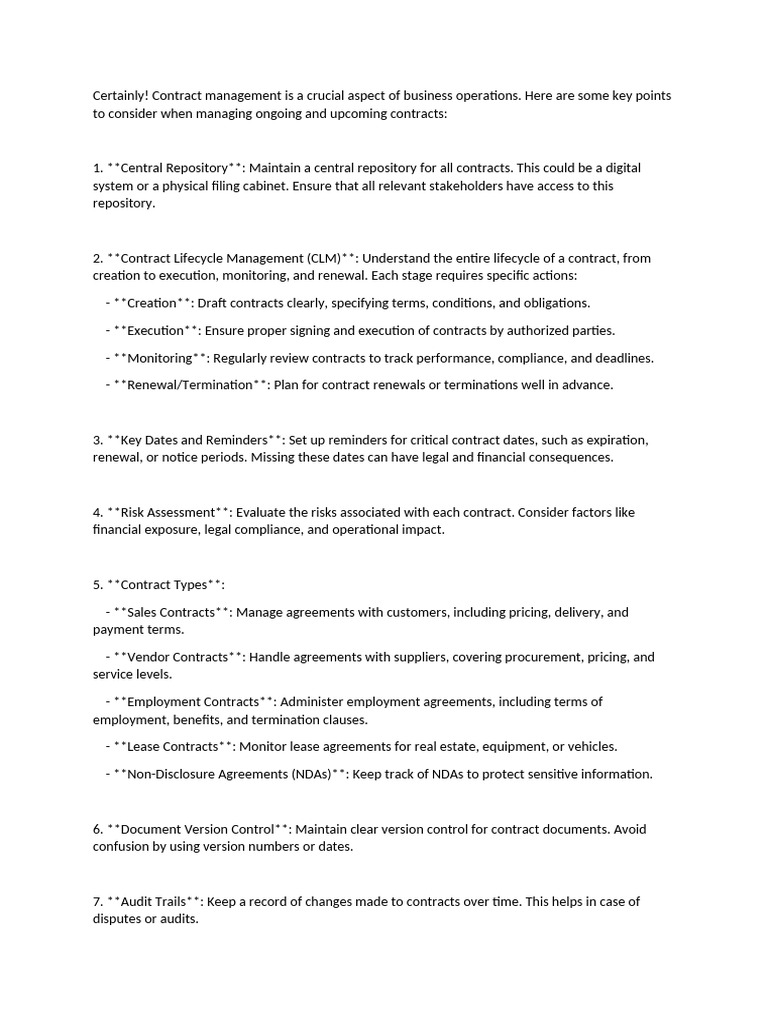 Effective Contract Management Tips | PDF