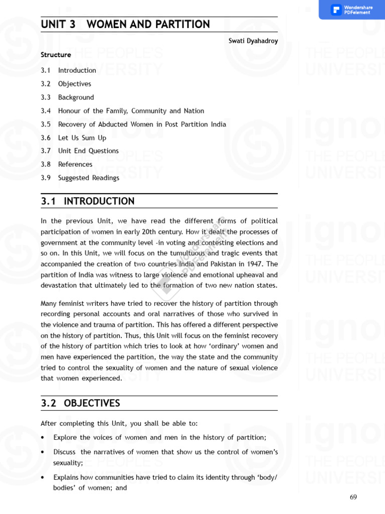 Women and Partition | PDF