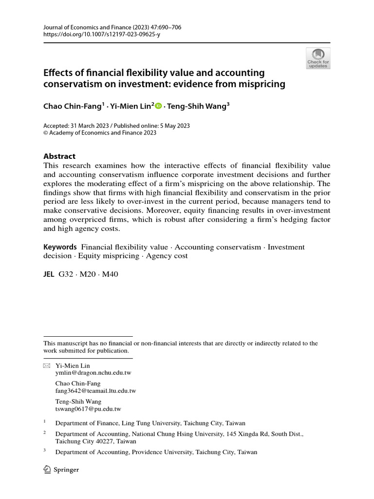 Effects of Financial Flexibility Value and Accounting Conservatism On ...