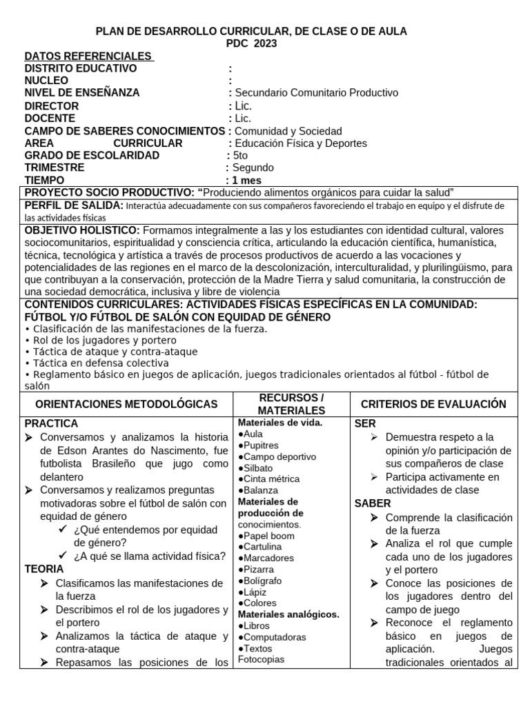 PDC 5to Educacion Fisica | PDF