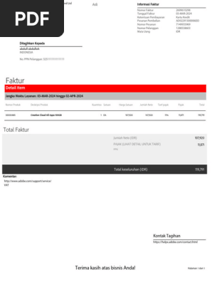 Adobe Account Invoice